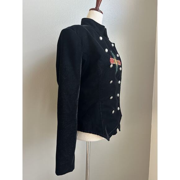 Vintage Womens Velvet Western Blazer Sz S Aztec Tribal Stand Collar Embroidered - Picture 3 of 7